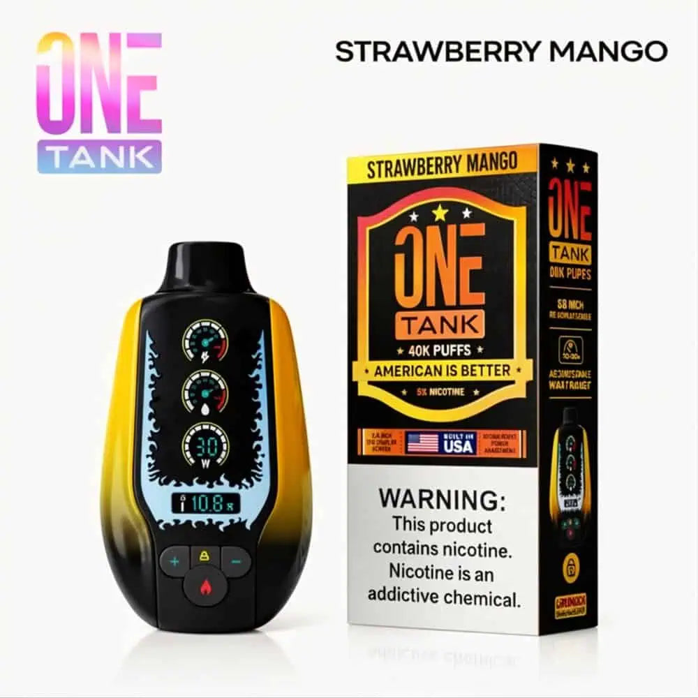 Strawberry Mango - One Tank 40K disposable vape packaging